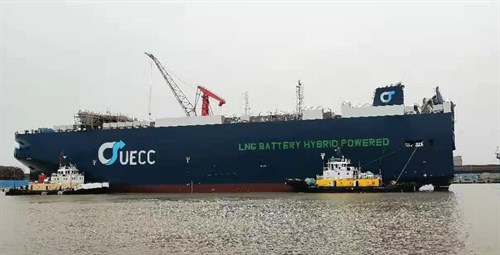 UECC's First LNG Battery Hybrid PCTC On The Water